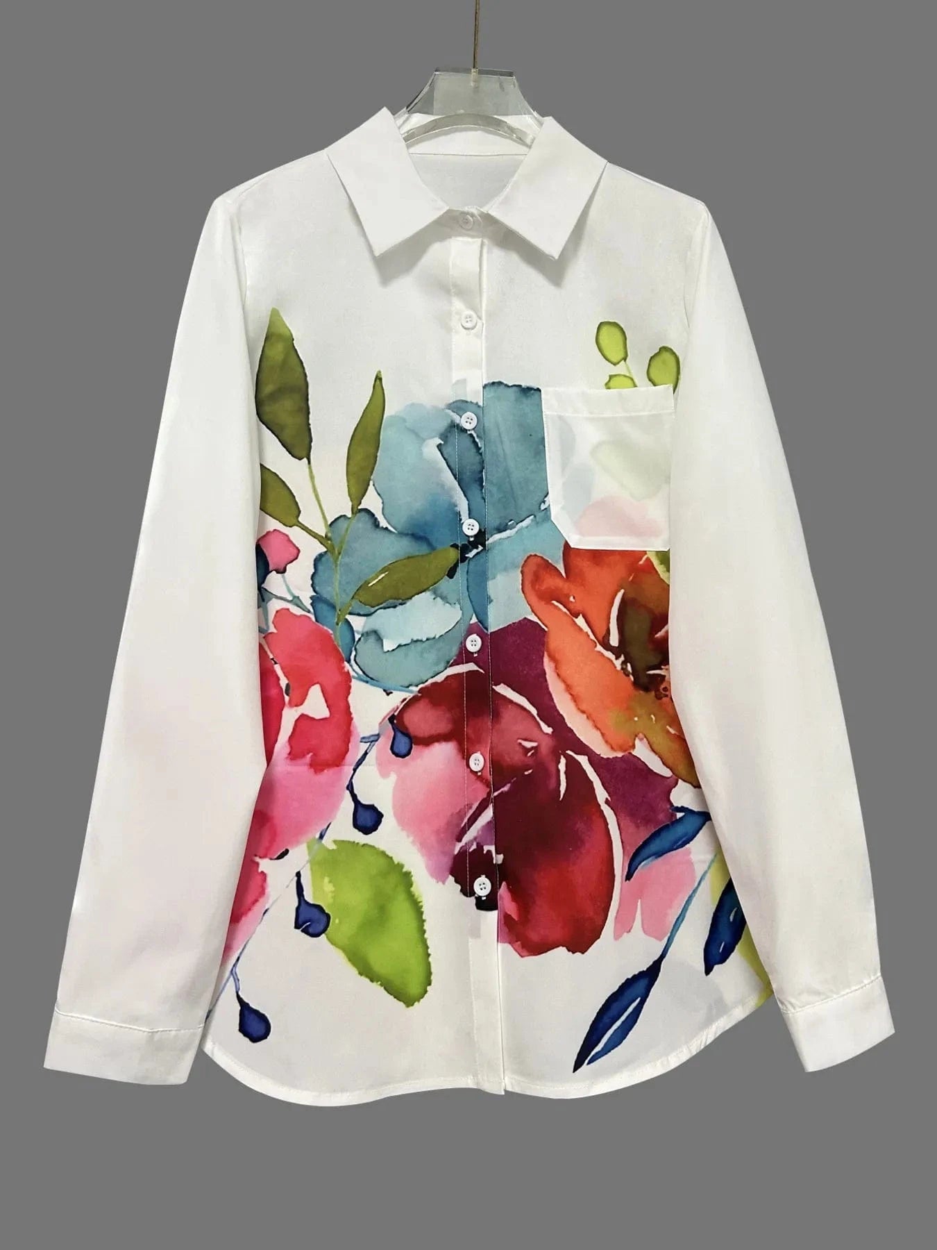 Printed Button Up Long Sleeve Shirt - ShalayeFashion