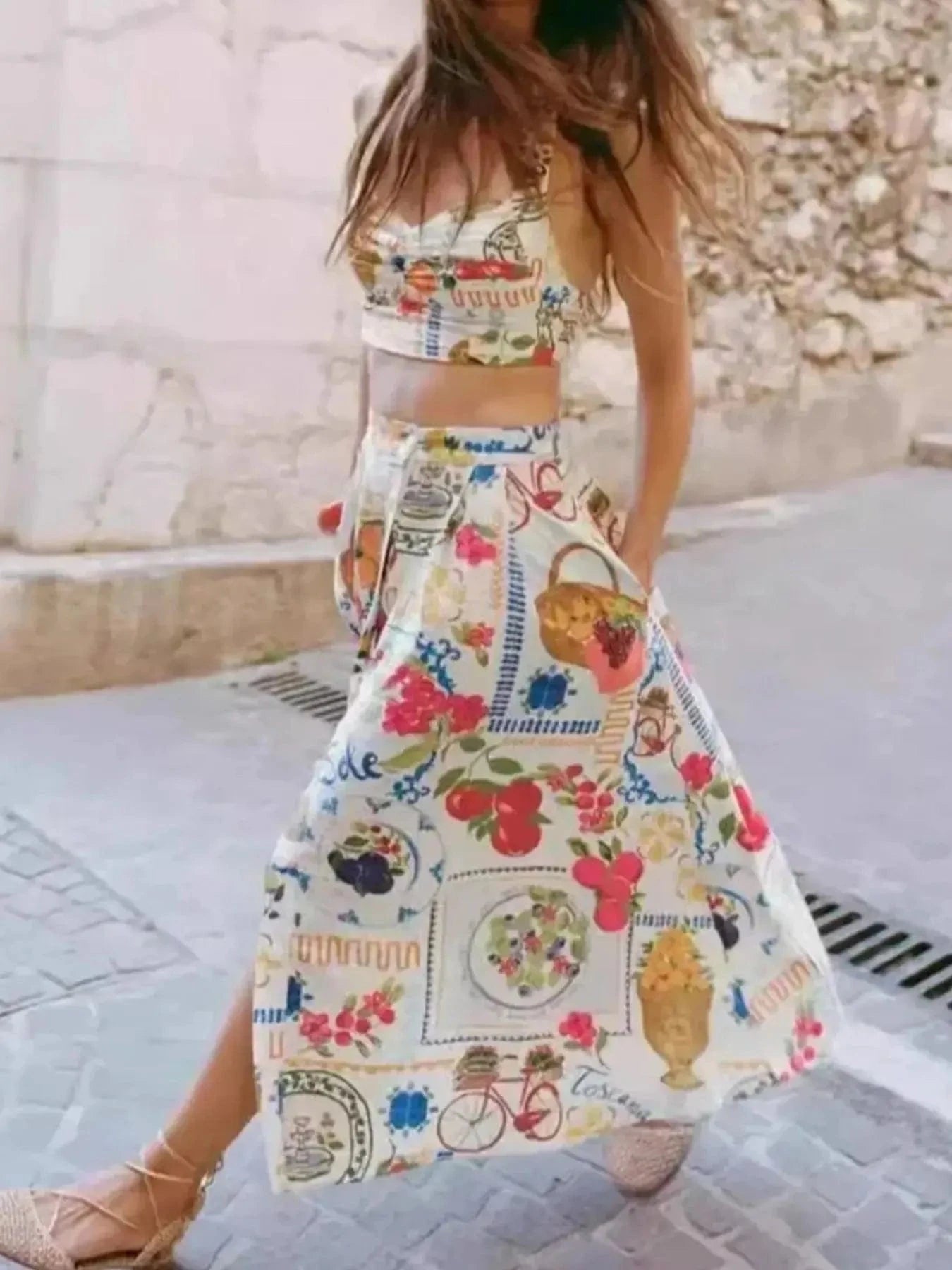 Printed Cami and Skirt Set - ShalayeFashion