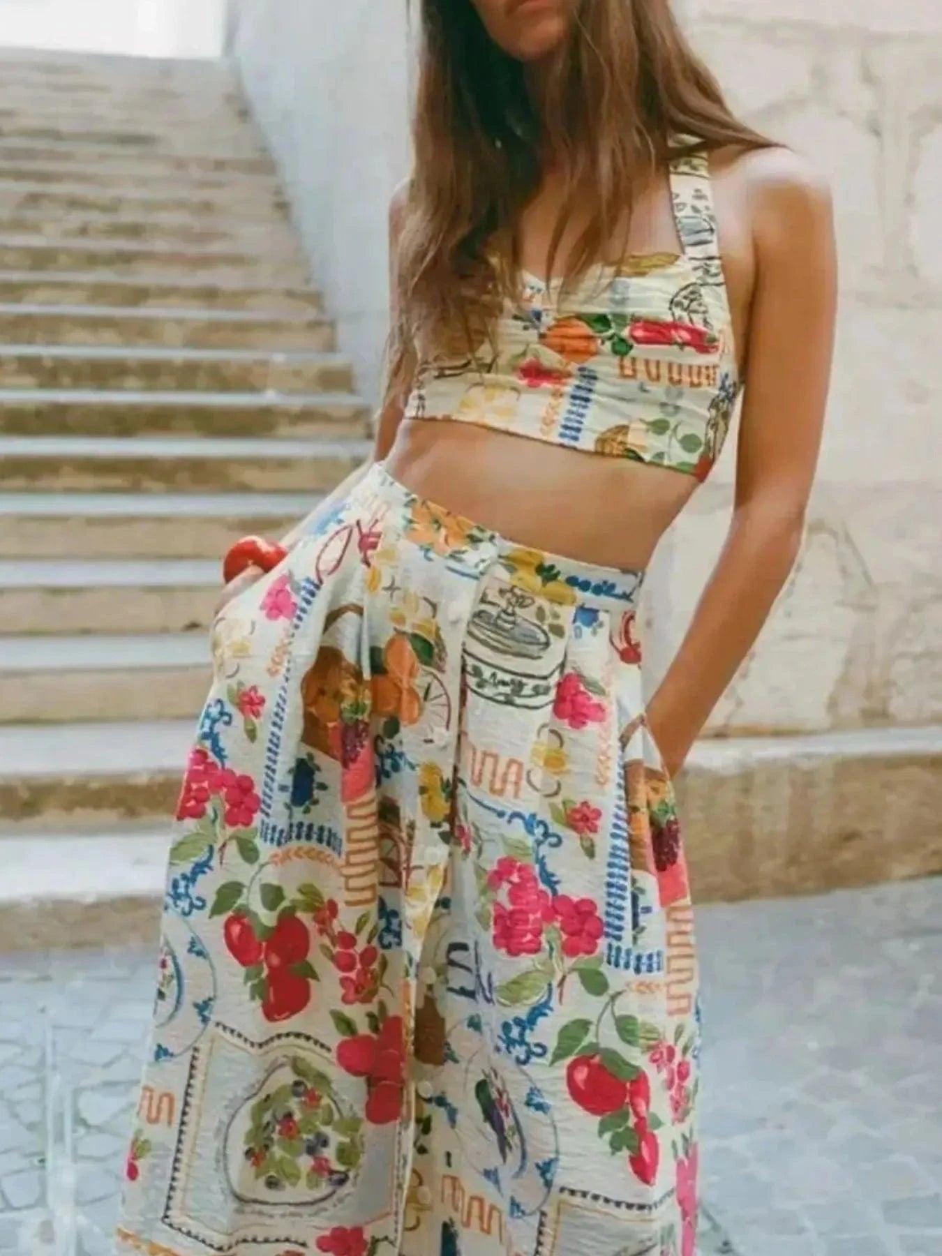 Printed Cami and Skirt Set - ShalayeFashion