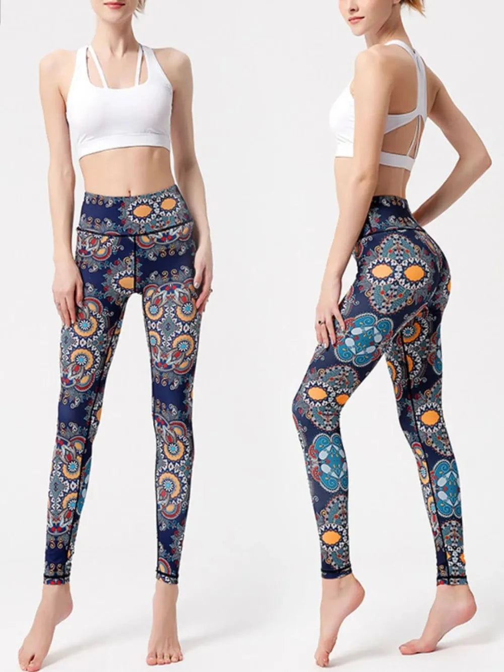 Printed High Waist Active Leggings - ShalayeFashion