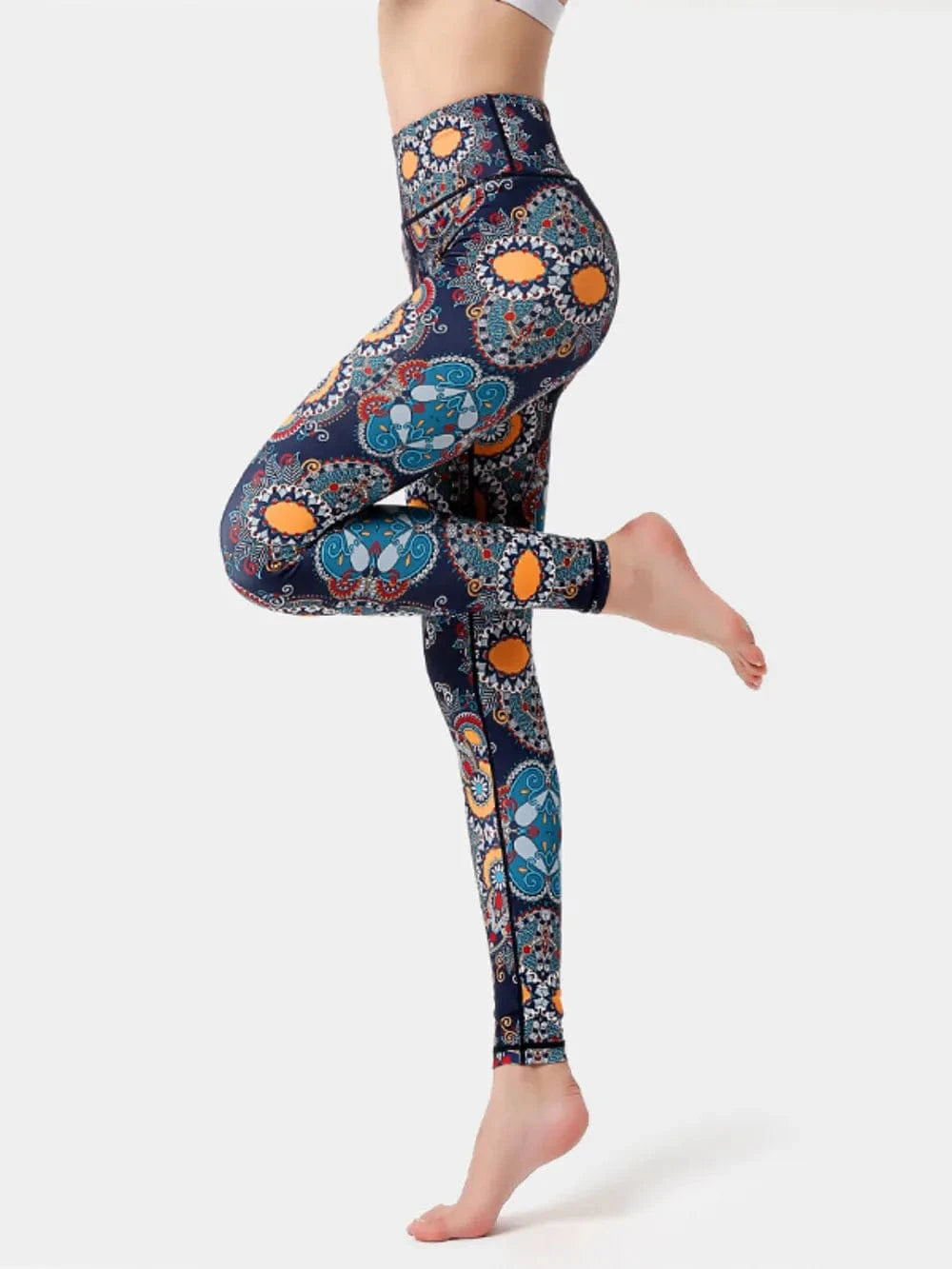 Printed High Waist Active Leggings - ShalayeFashion
