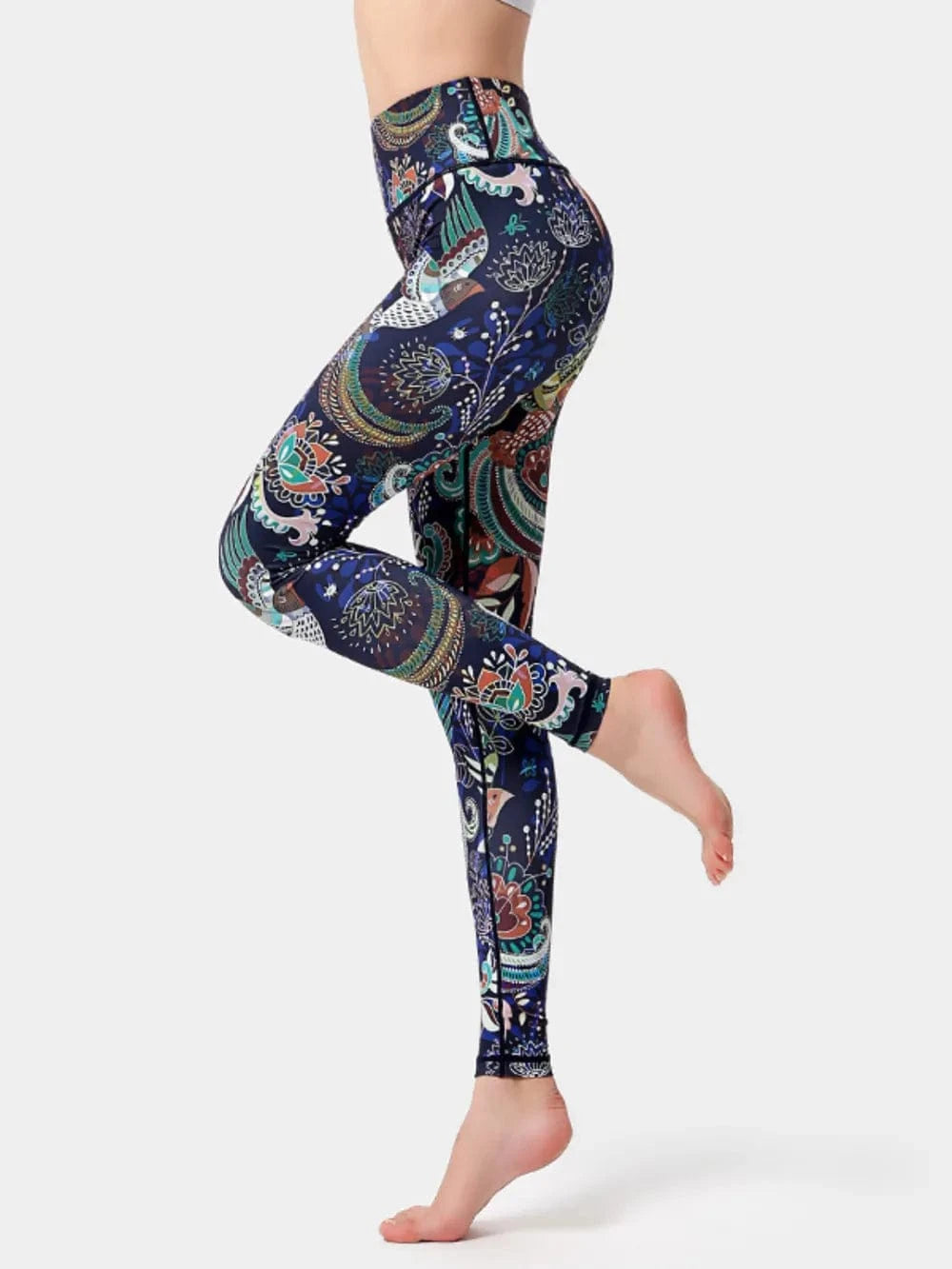Printed High Waist Active Leggings - ShalayeFashion
