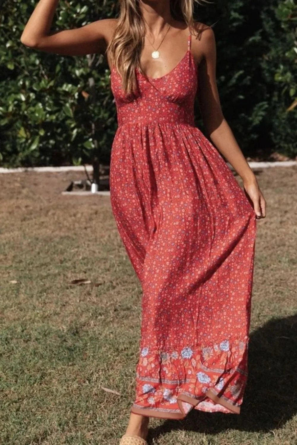 Printed Maxi Cami Dress - ShalayeFashion