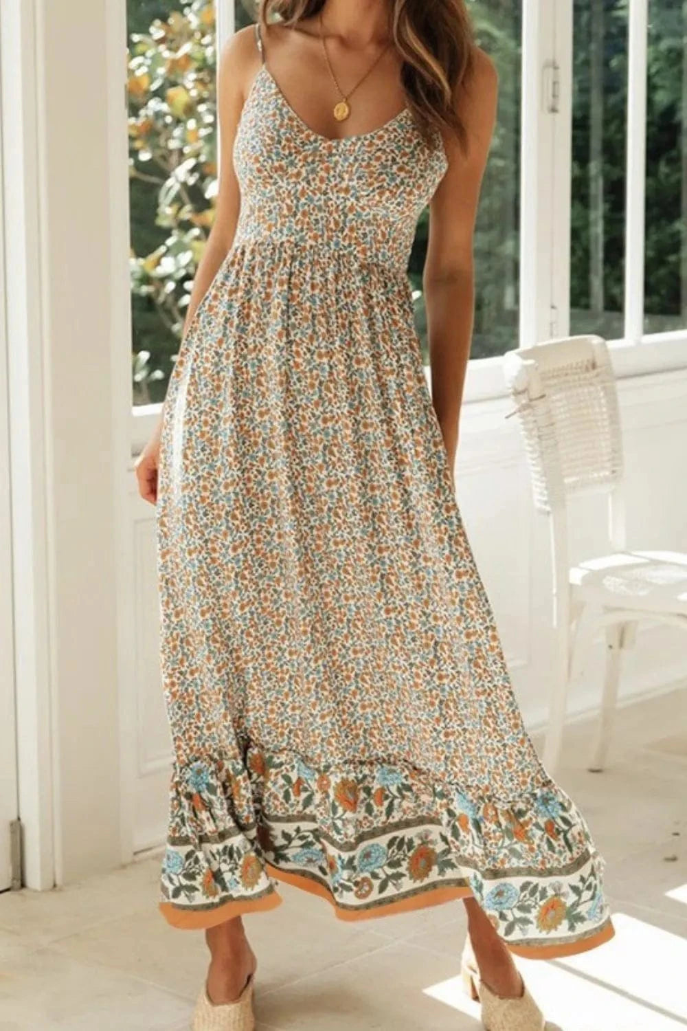 Printed Maxi Cami Dress - ShalayeFashion