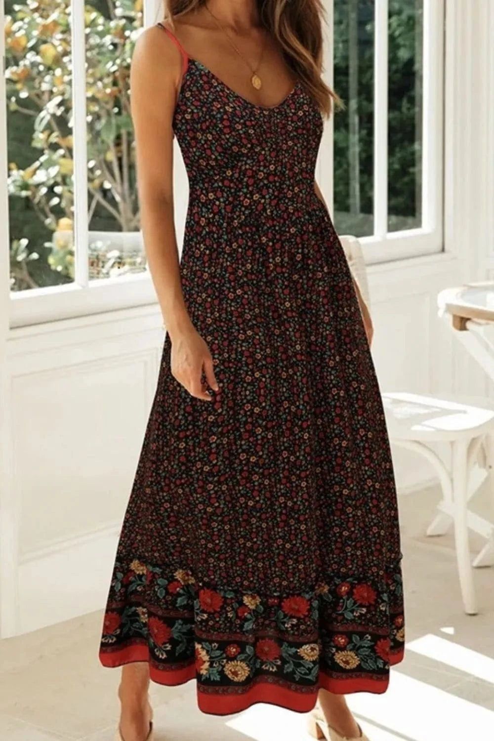 Printed Maxi Cami Dress - ShalayeFashion