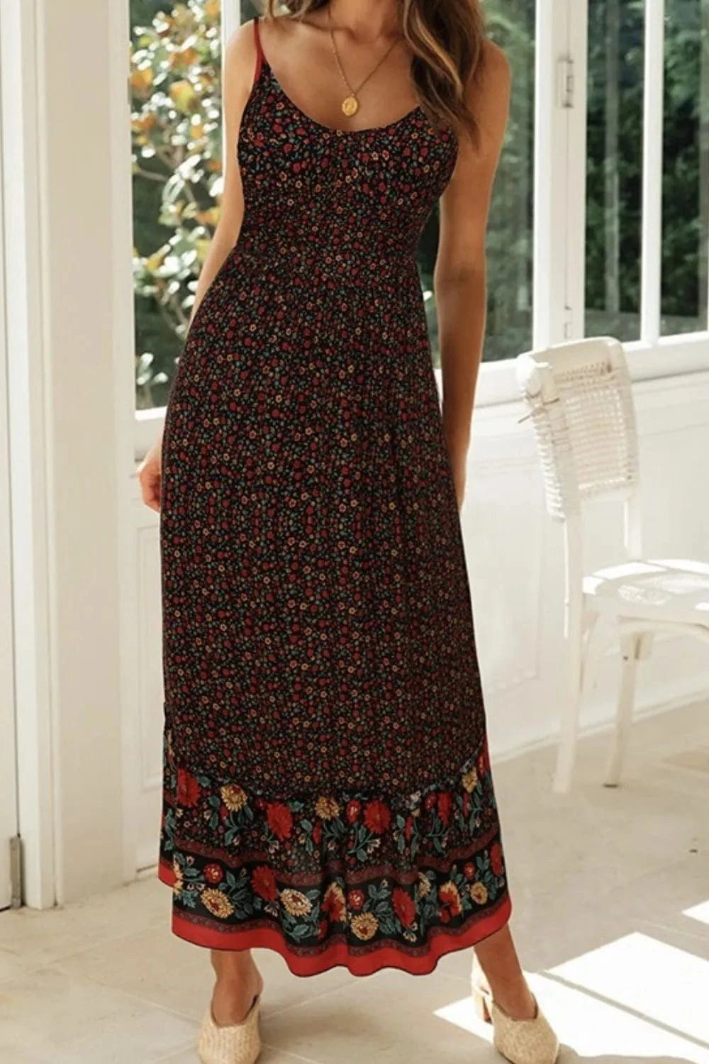Printed Maxi Cami Dress - ShalayeFashion