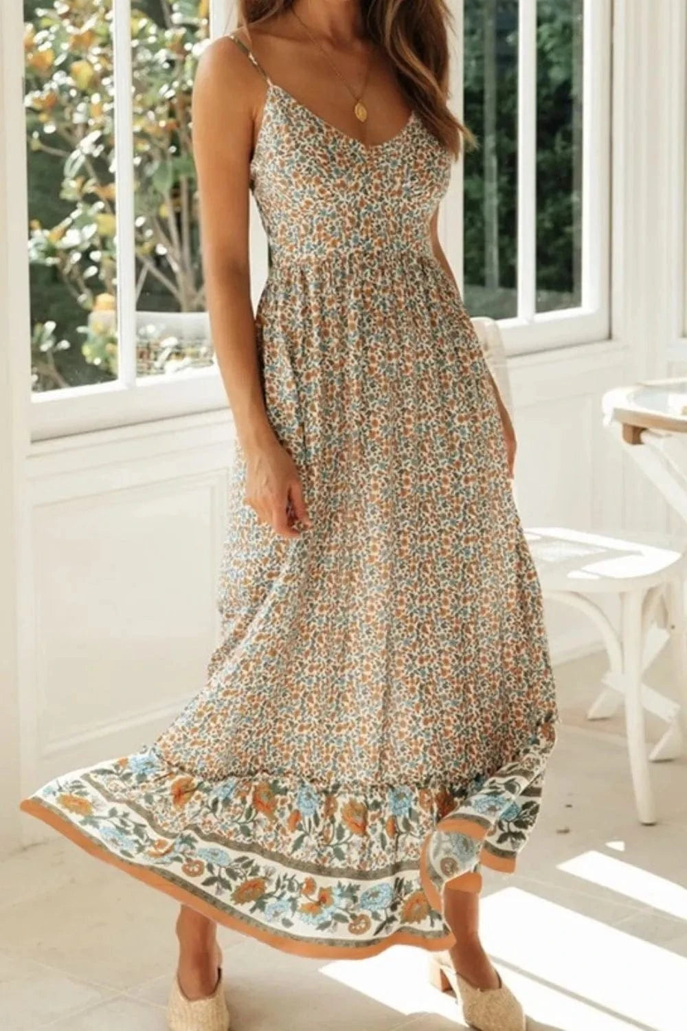 Printed Maxi Cami Dress - ShalayeFashion