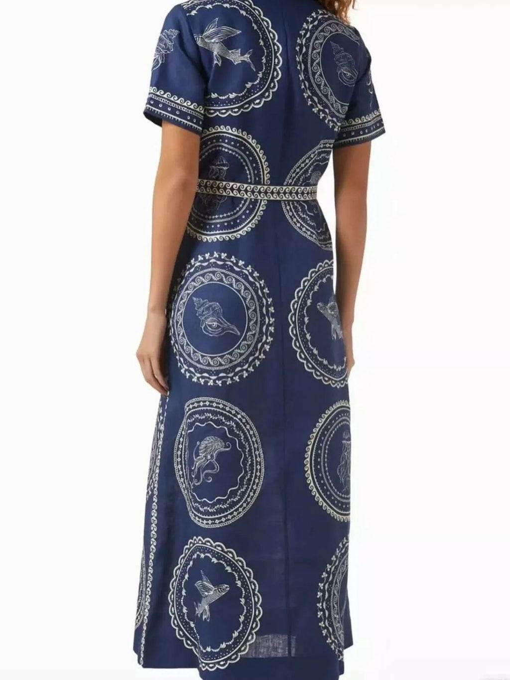 Printed Maxi Shirt Dress with Belt - ShalayeFashion