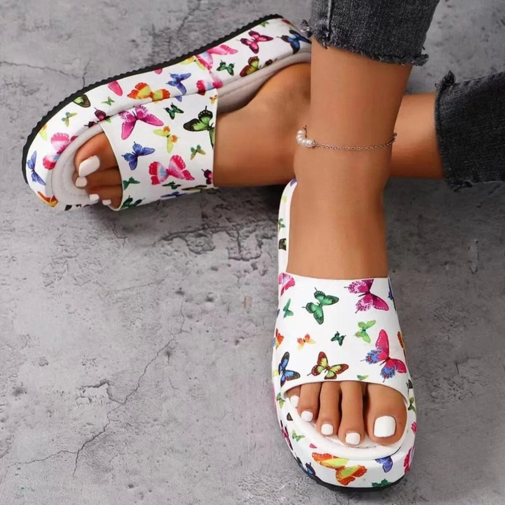Printed Open Toe Platform Sandals - ShalayeFashion
