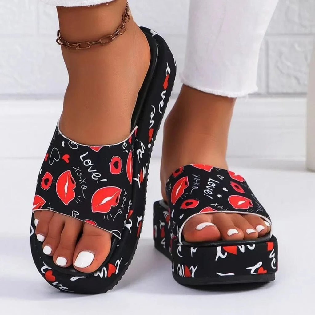 Printed Open Toe Platform Sandals - ShalayeFashion