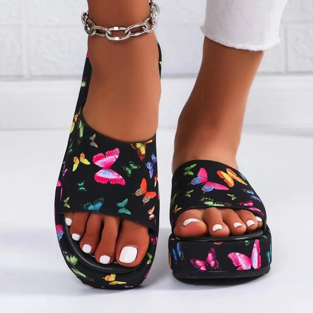 Printed Open Toe Platform Sandals - ShalayeFashion