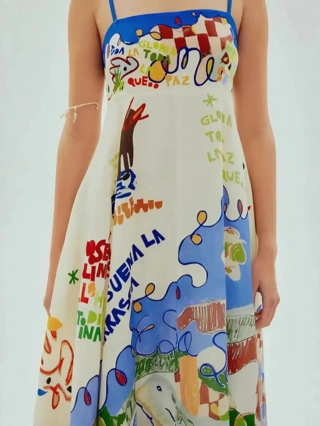 Printed Square Neck Cami Dress - ShalayeFashion
