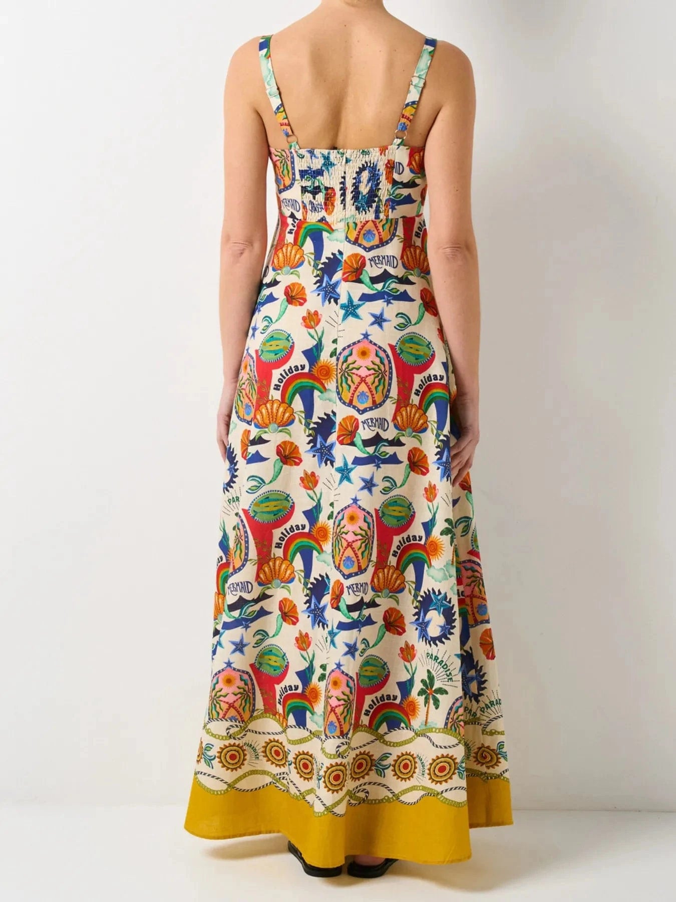 Printed Square Neck Maxi Dress - ShalayeFashion