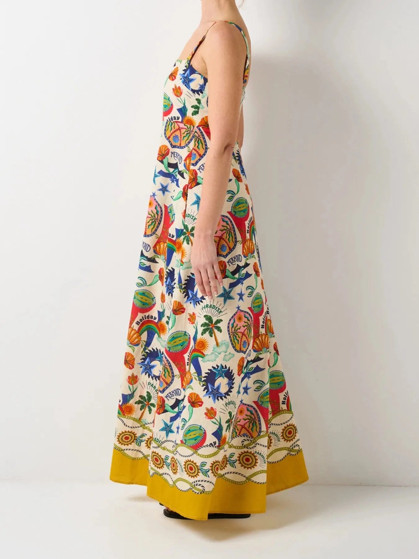 Printed Square Neck Maxi Dress - ShalayeFashion