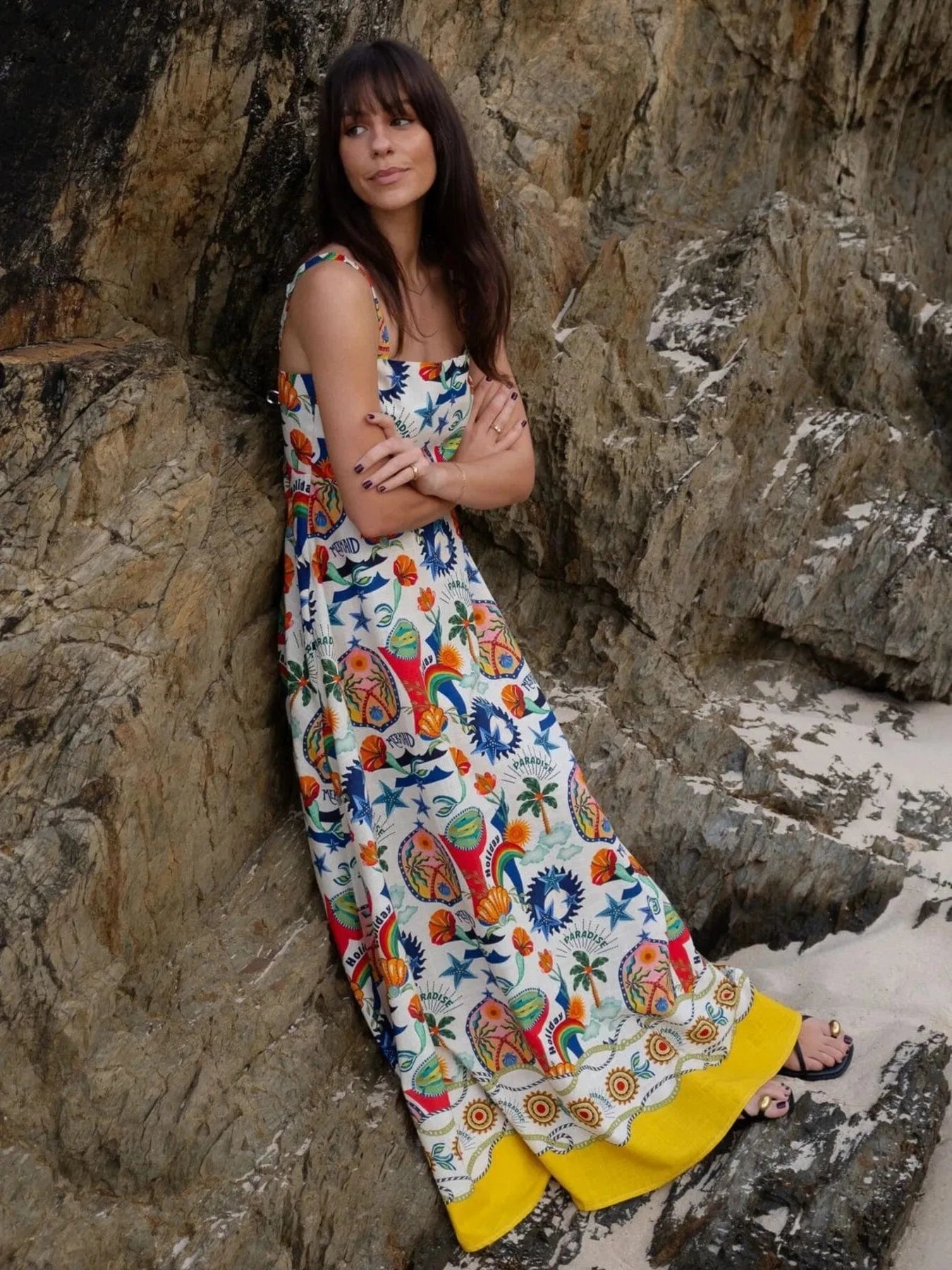 Printed Square Neck Maxi Dress - ShalayeFashion