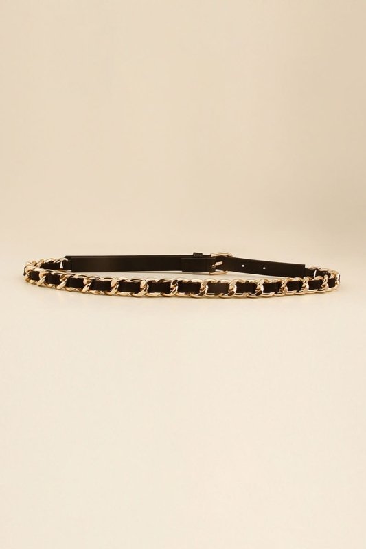 PU Chain Skinny Belt - ShalayeFashion