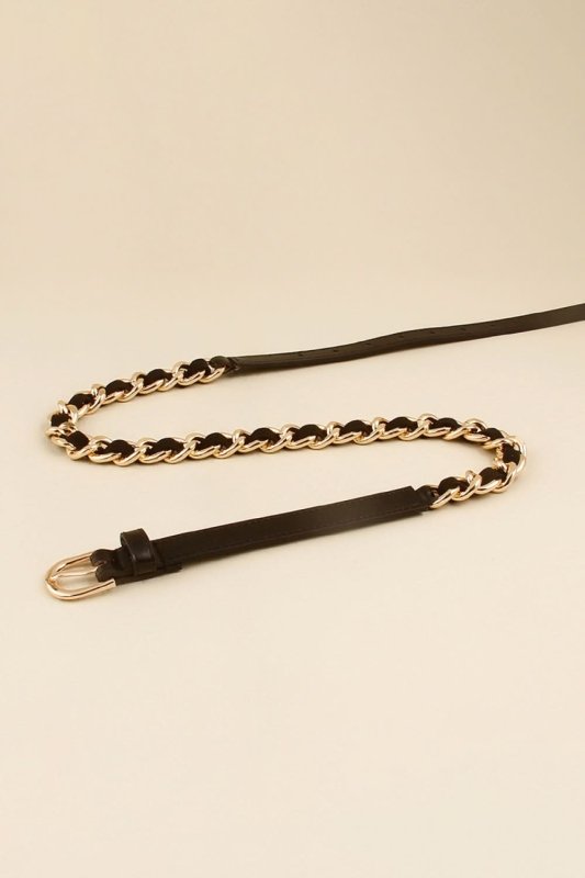 PU Chain Skinny Belt - ShalayeFashion