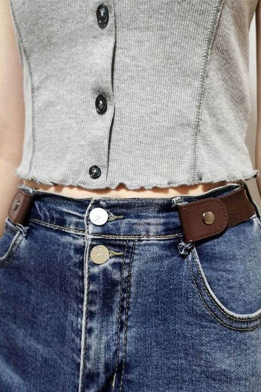 PU Elastic Snap Closure Belt - ShalayeFashion