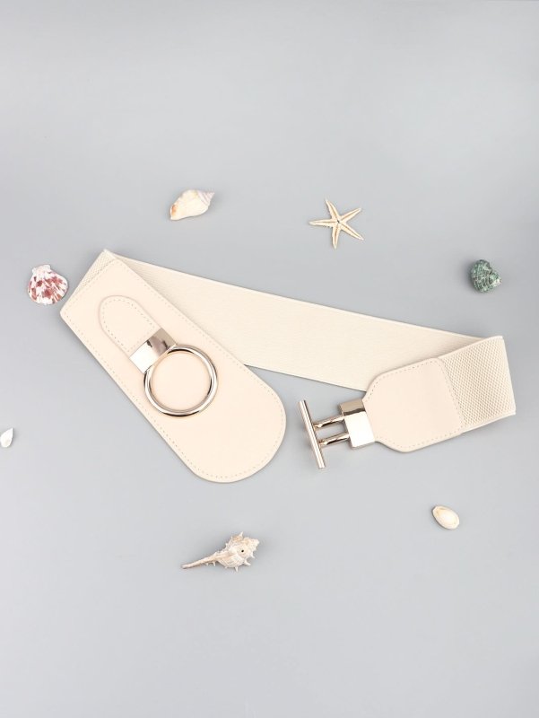 PU Elastic Wide Belt with Alloy Buckle - ShalayeFashion