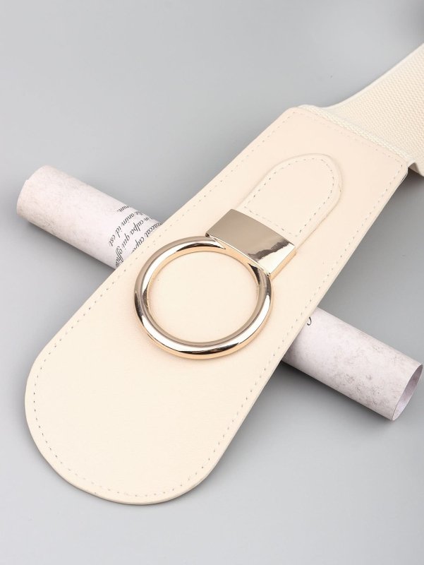 PU Elastic Wide Belt with Alloy Buckle - ShalayeFashion