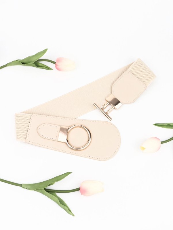 PU Elastic Wide Belt with Alloy Buckle - ShalayeFashion