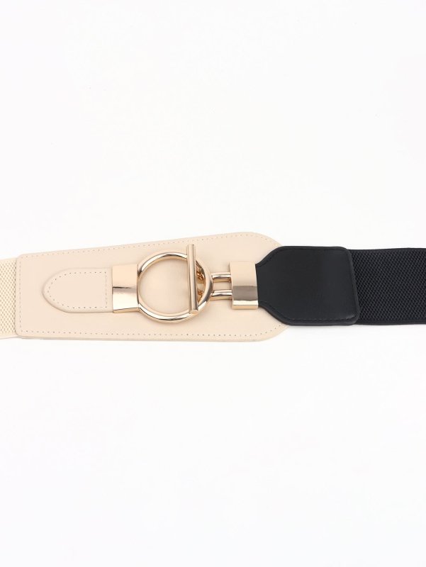 PU Elastic Wide Belt with Alloy Buckle - ShalayeFashion