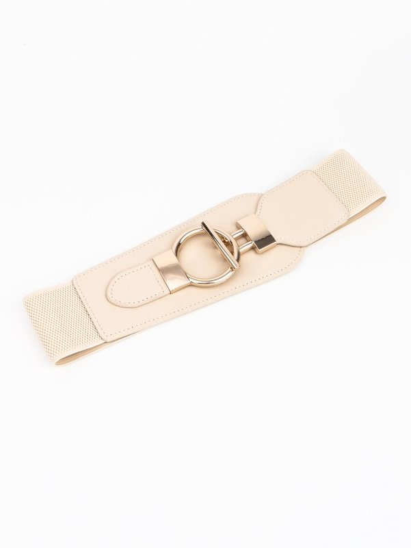 PU Elastic Wide Belt with Alloy Buckle - ShalayeFashion
