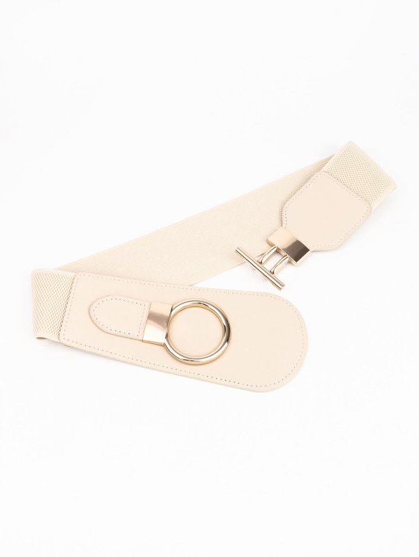 PU Elastic Wide Belt with Alloy Buckle - ShalayeFashion