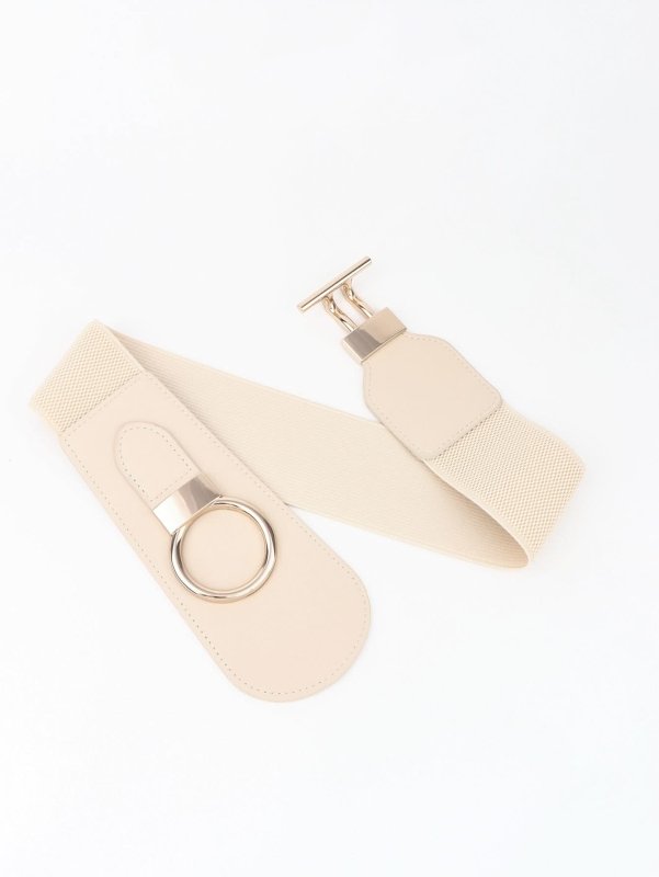 PU Elastic Wide Belt with Alloy Buckle - ShalayeFashion