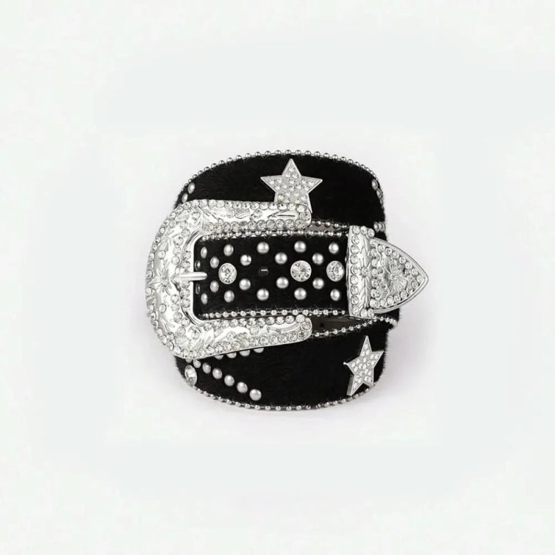 PU Leather Inlaid Rhinestone Belt - ShalayeFashion