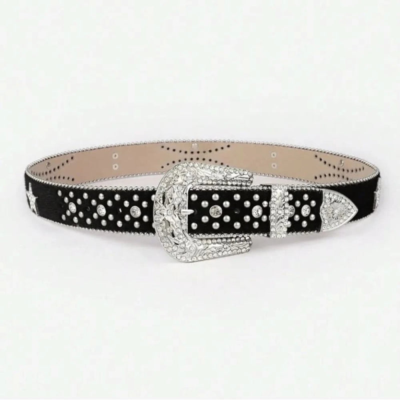PU Leather Inlaid Rhinestone Belt - ShalayeFashion