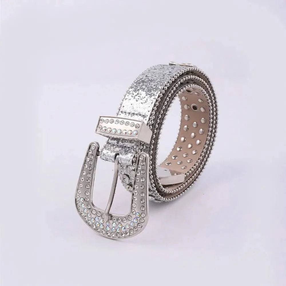 PU Leather Rhinestone Belt - ShalayeFashion