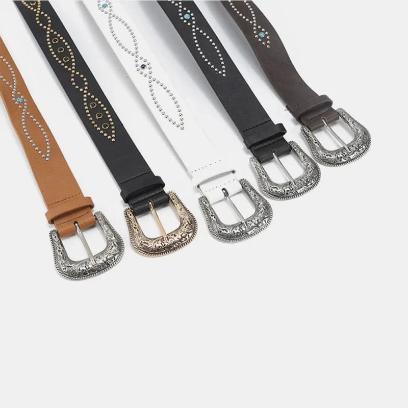 PU Leather Rhinestone Belt - ShalayeFashion