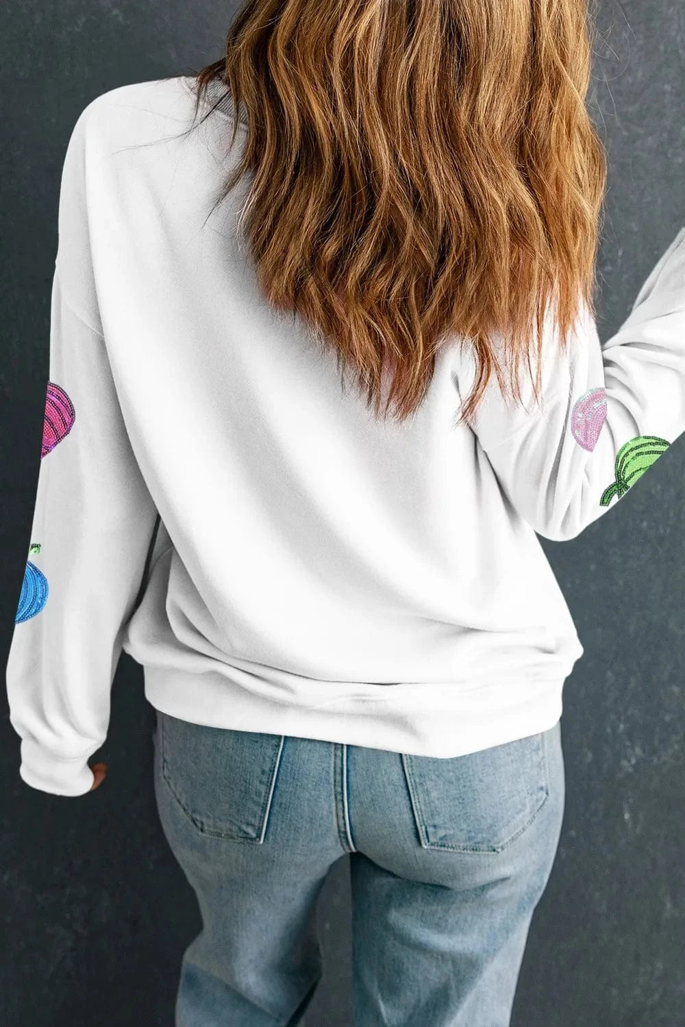 Pumpkin Round Neck Long Sleeve Sweatshirt - ShalayeFashion