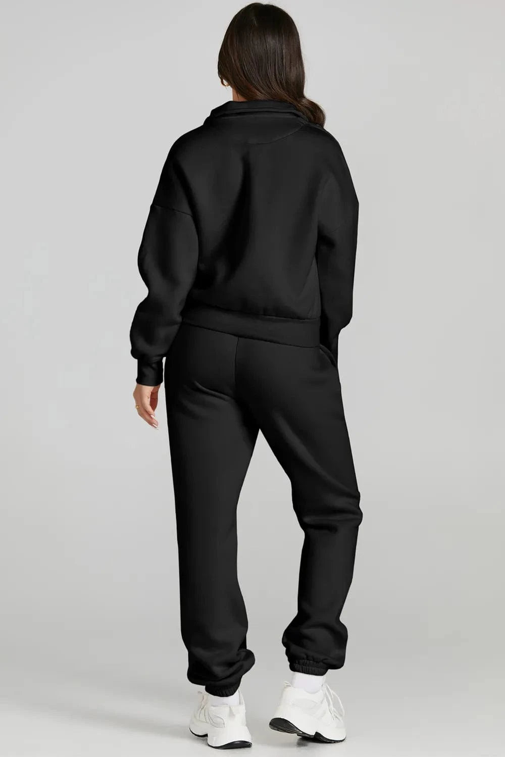 Quarter Zip Top and Drawstring Pants Active Set - ShalayeFashion