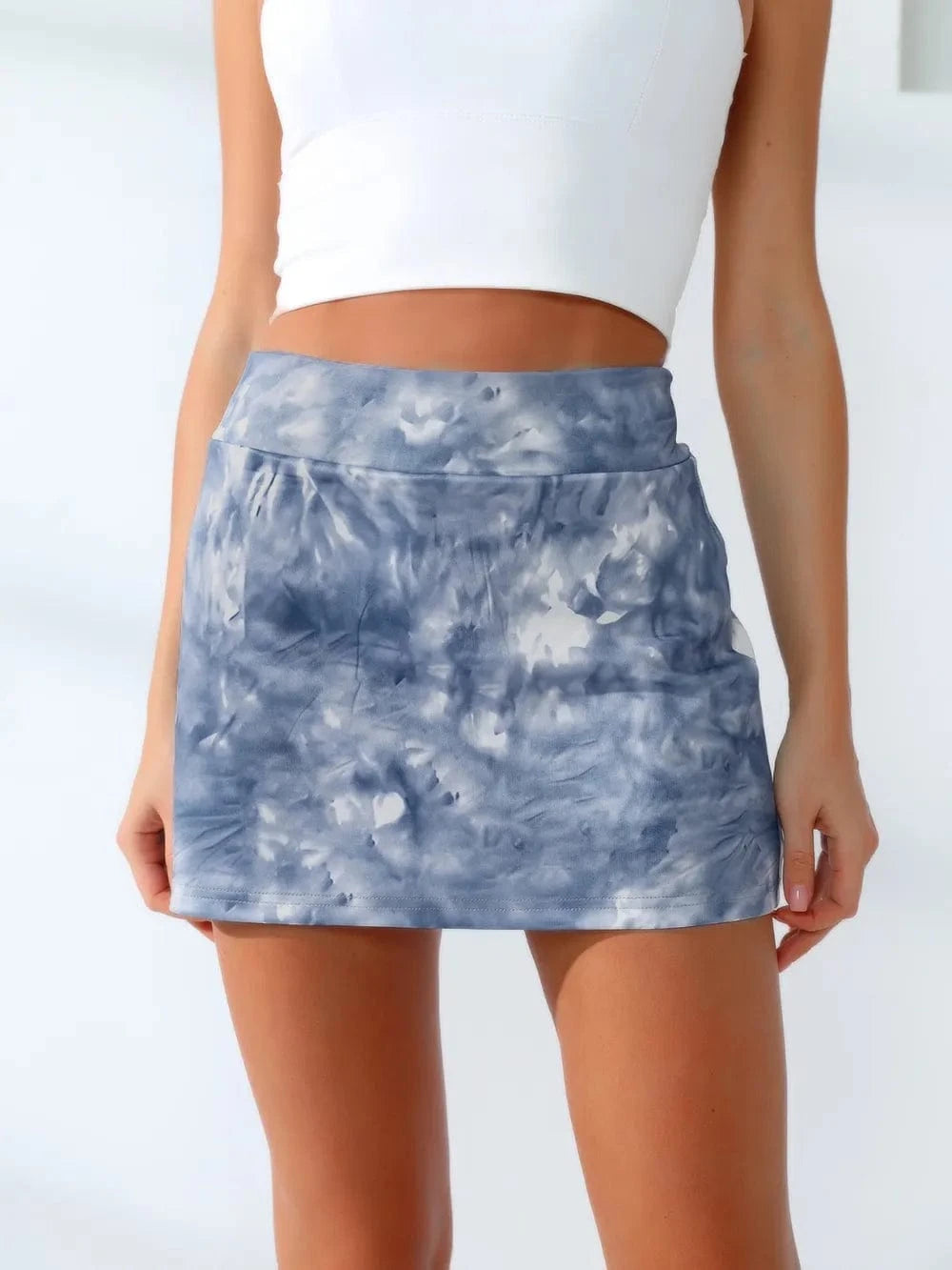 Quick - Dry Tie - Dye Wide Waistband Active Tennis Skirt - ShalayeFashion
