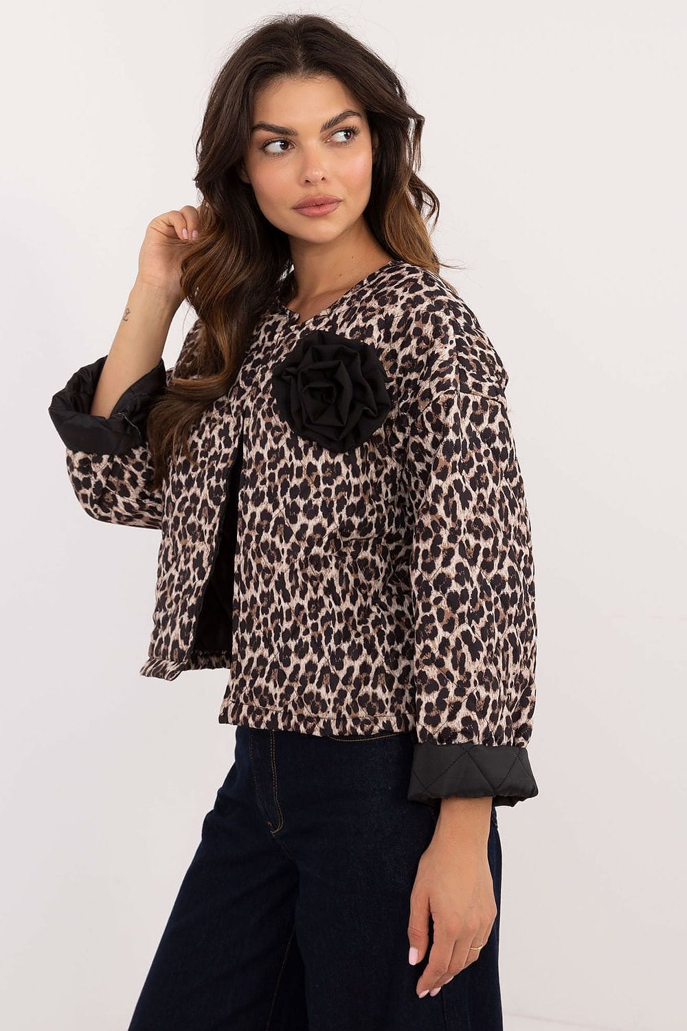 Quilted Jacket Animal Motifs Casual Style - ShalayeFashion
