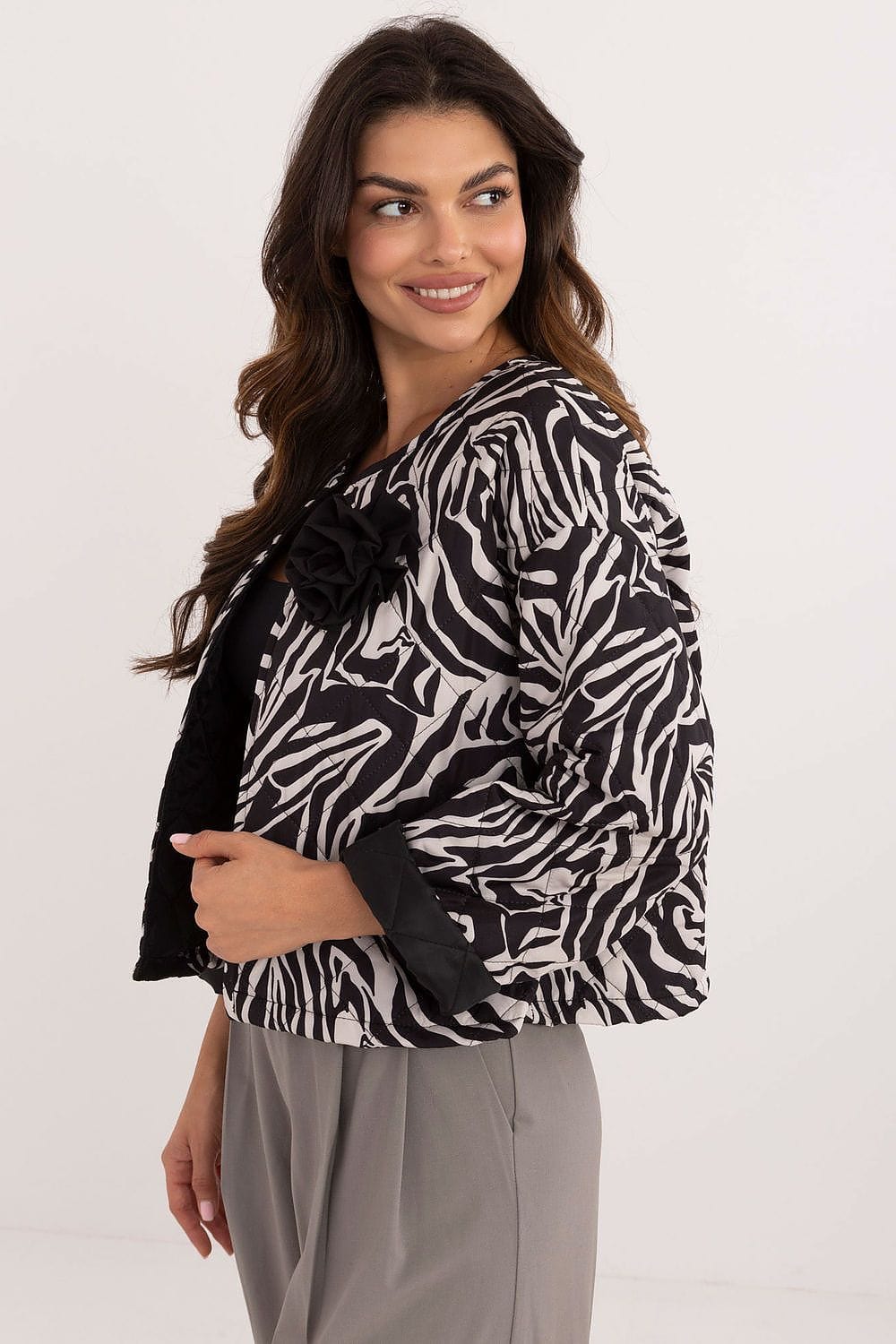 Quilted Jacket Animal Motifs Casual Style - ShalayeFashion