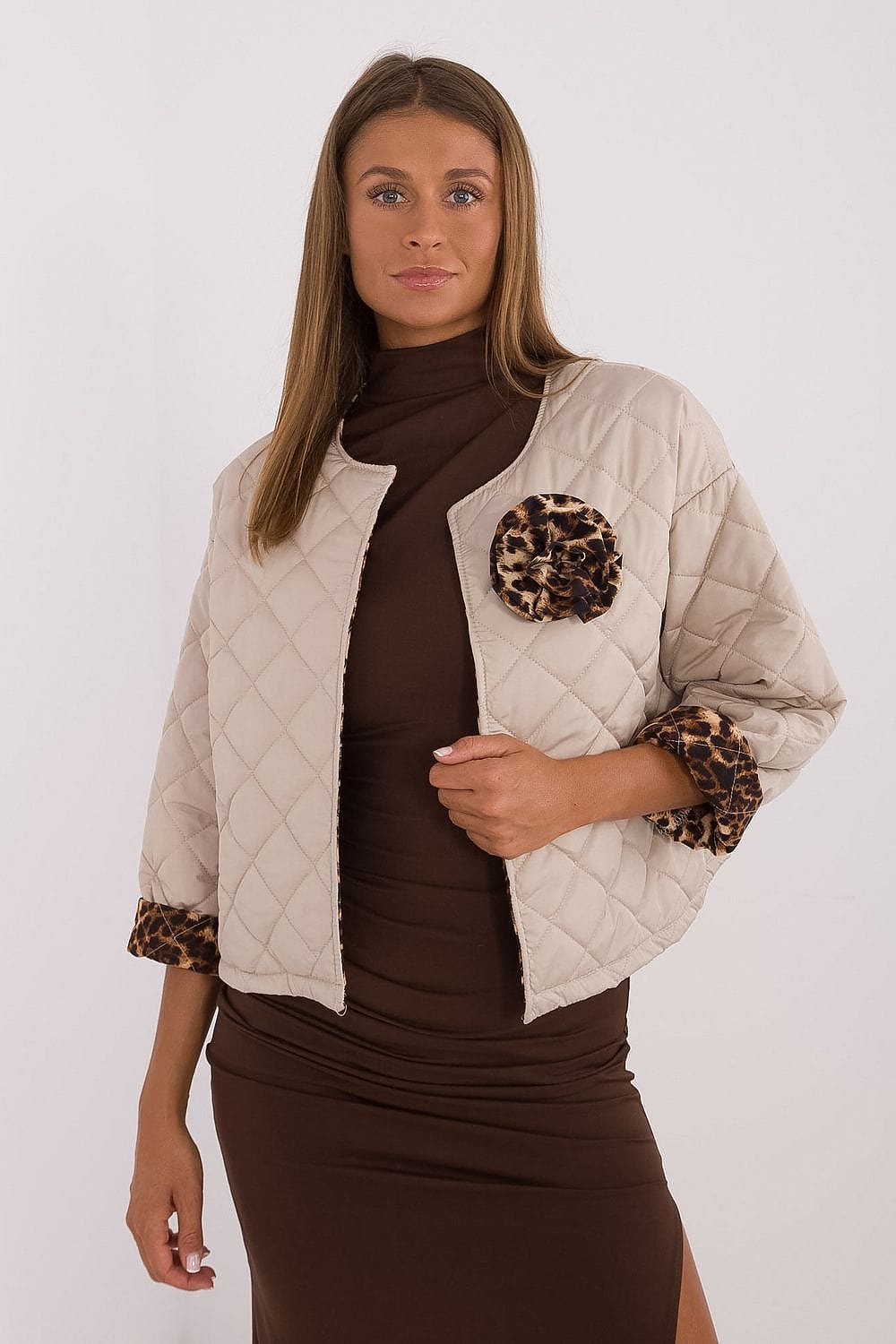 Quilted Jacket Animal Motifs Casual Style - ShalayeFashion