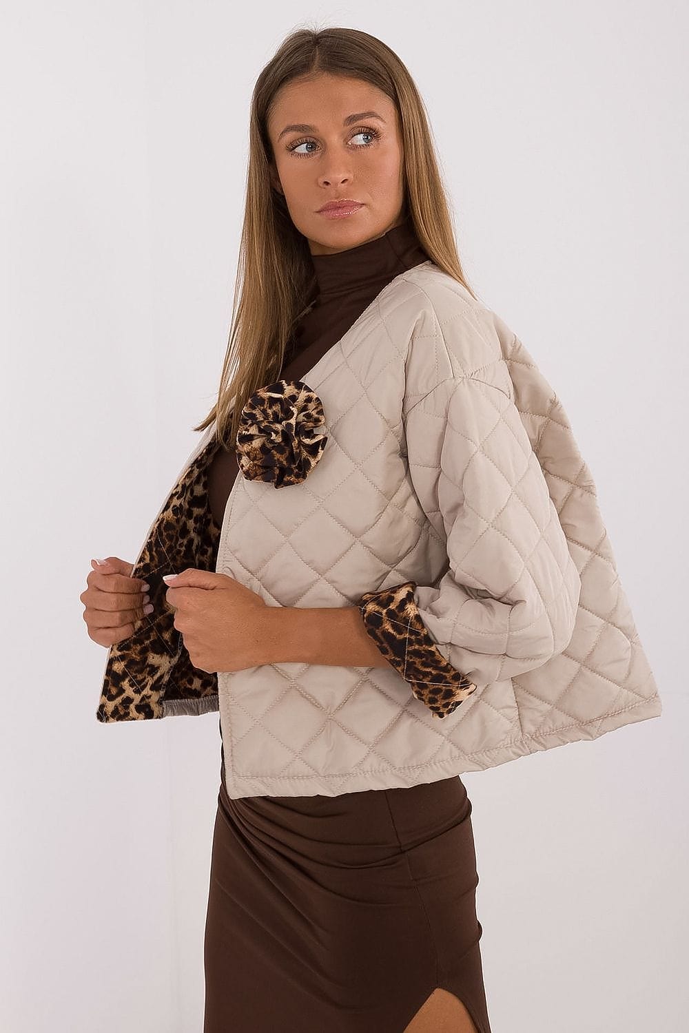 Quilted Jacket Animal Motifs Casual Style - ShalayeFashion
