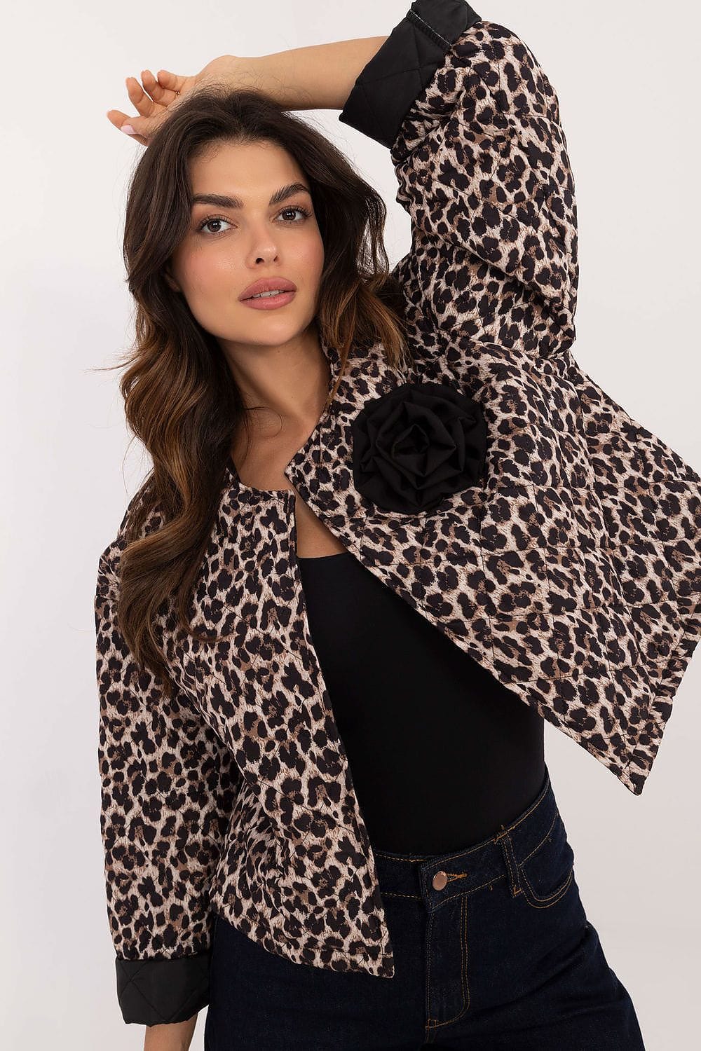 Quilted Jacket Animal Motifs Casual Style - ShalayeFashion