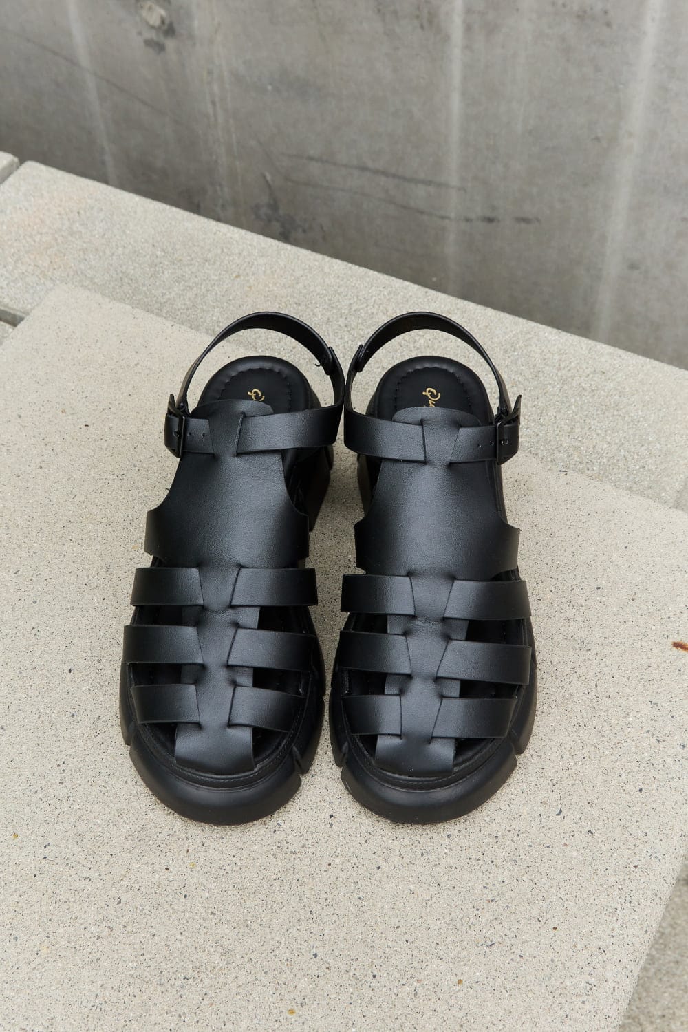 Qupid Platform Cage Stap Sandal in Black - ShalayeFashion