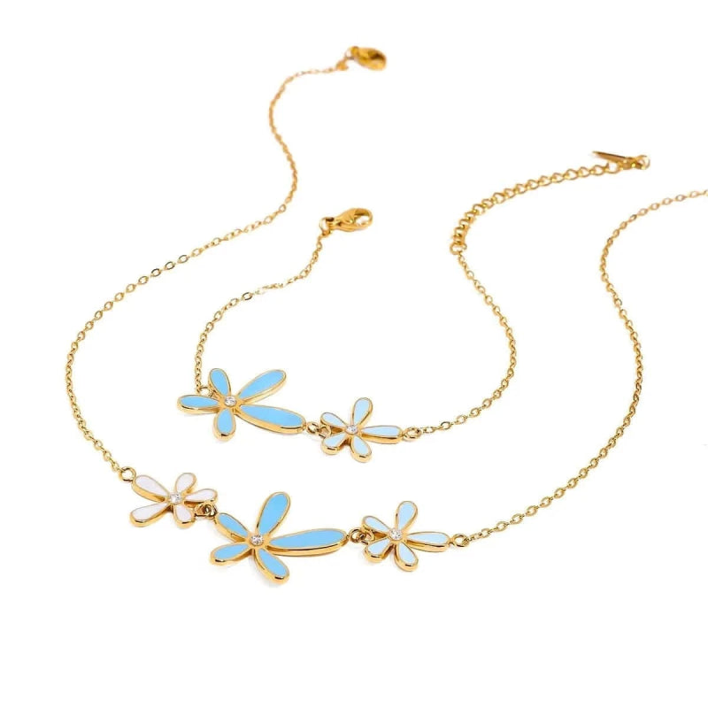 Resin Flower Necklace and Bracelet Jewelry Set - ShalayeFashion
