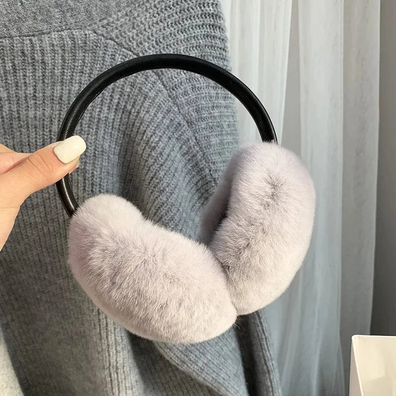 Rex Rabbit Fur Earmuffs Women Winter - ShalayeFashion