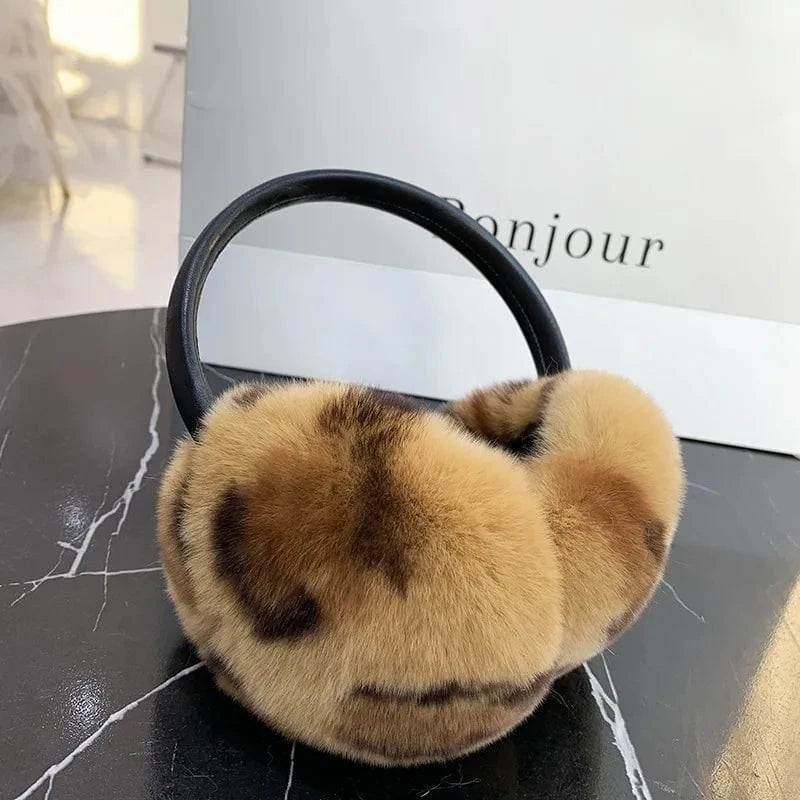 Rex Rabbit Fur Earmuffs Women Winter - ShalayeFashion