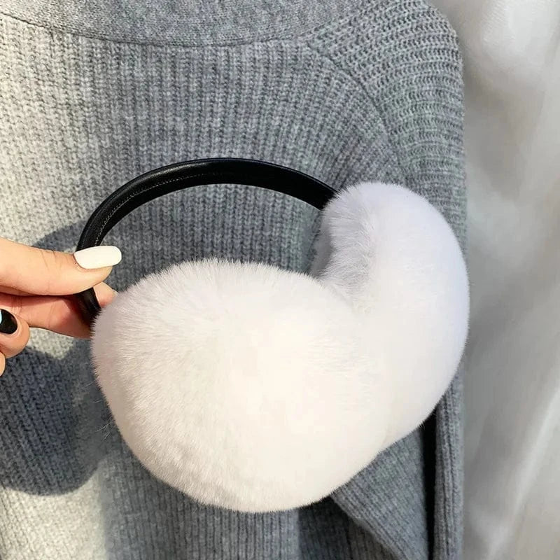 Rex Rabbit Fur Earmuffs Women Winter - ShalayeFashion