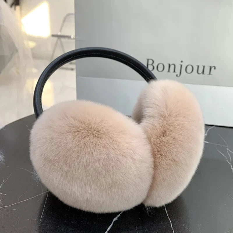 Rex Rabbit Fur Earmuffs Women Winter - ShalayeFashion