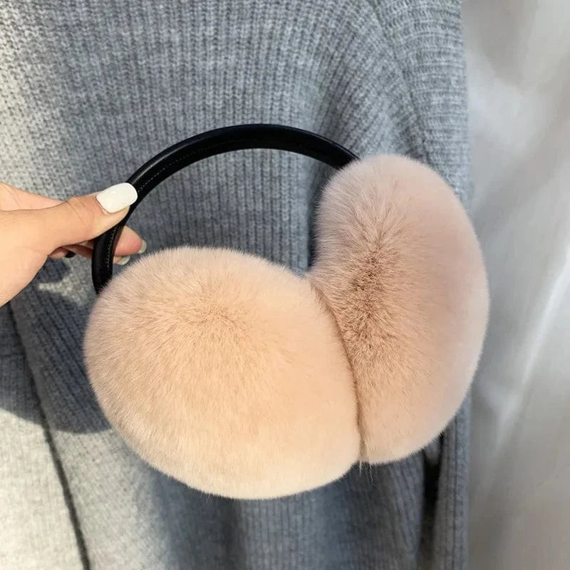 Rex Rabbit Fur Earmuffs Women Winter - ShalayeFashion