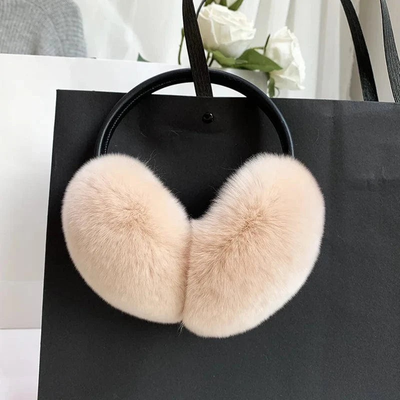 Rex Rabbit Fur Earmuffs Women Winter - ShalayeFashion