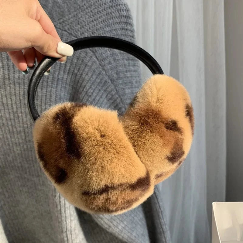 Rex Rabbit Fur Earmuffs Women Winter - ShalayeFashion